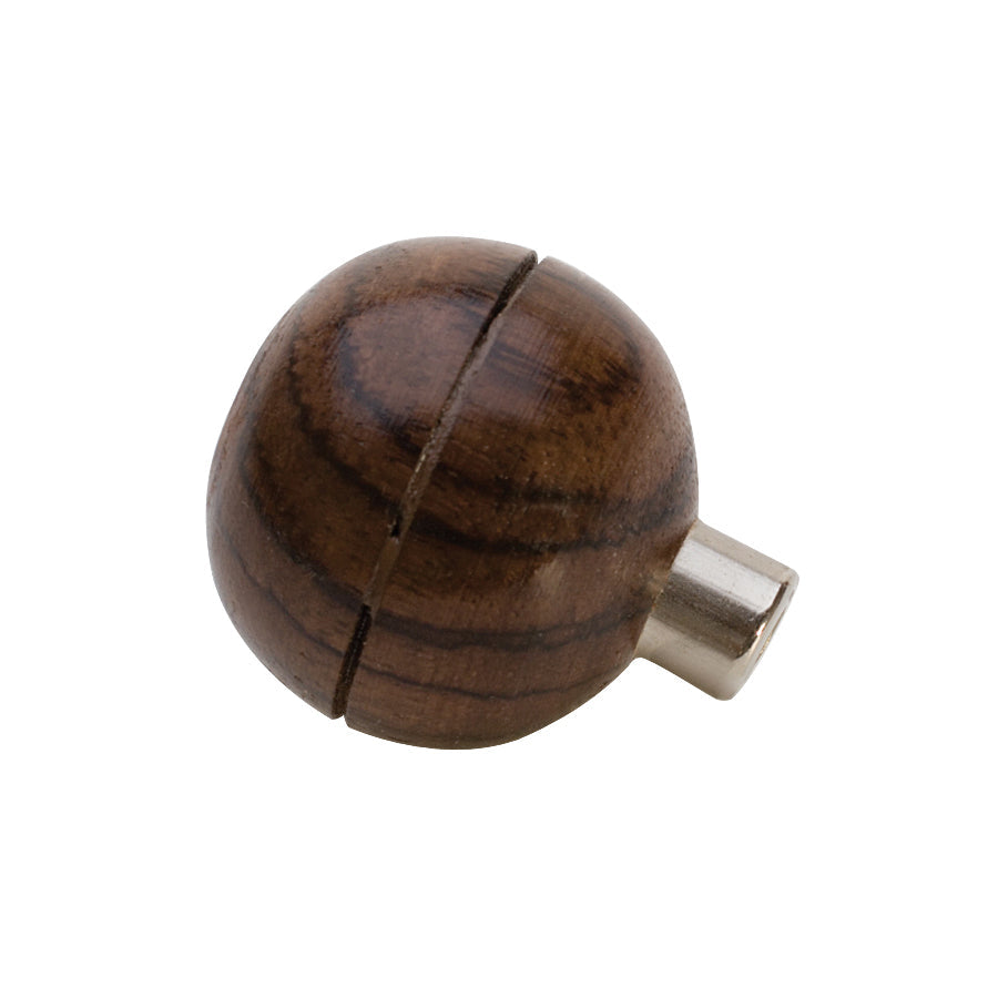 Round rosewood graver handle with metal collet for secure blade fitting and precise carving