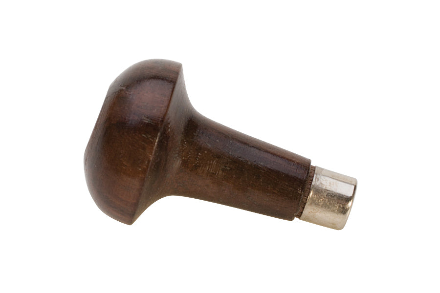 Rosewood graver handle with mushroom design and metal collet for engraving and carving tools