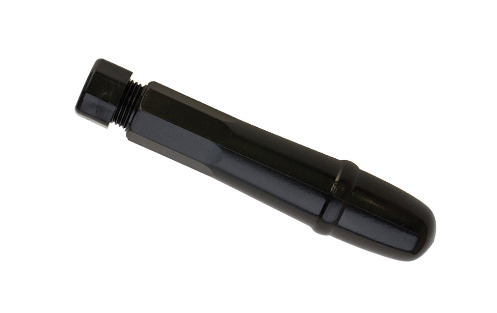 Black plastic needle file handle with ergonomic twist-ring release for quick file changes