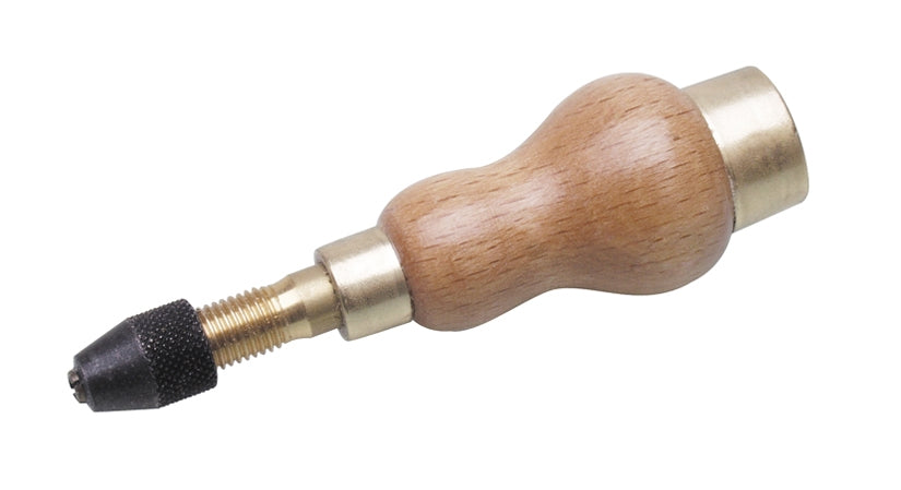 Handle w/ chuck for polishing motors with wooden grip and 1/8 inch shank for rotary tools