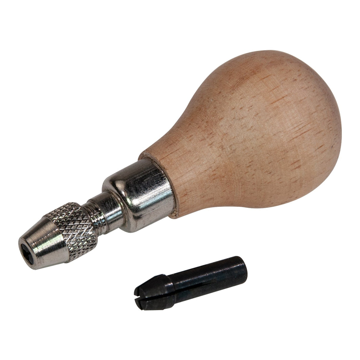 Adjustable tool handle vise with hardwood handle and two chucks for precise holding up to 3 mm.