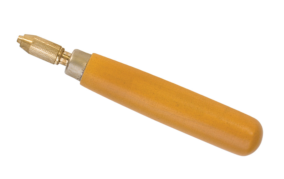 Needle file handle with brass chuck and hardwood grip for precise jewelry work