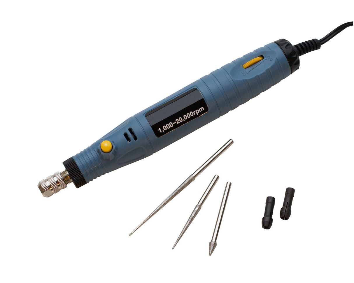 Pro-Electric Bead Reamer with diamond-coated tips and variable speed control for bead smoothing and hole enlargement