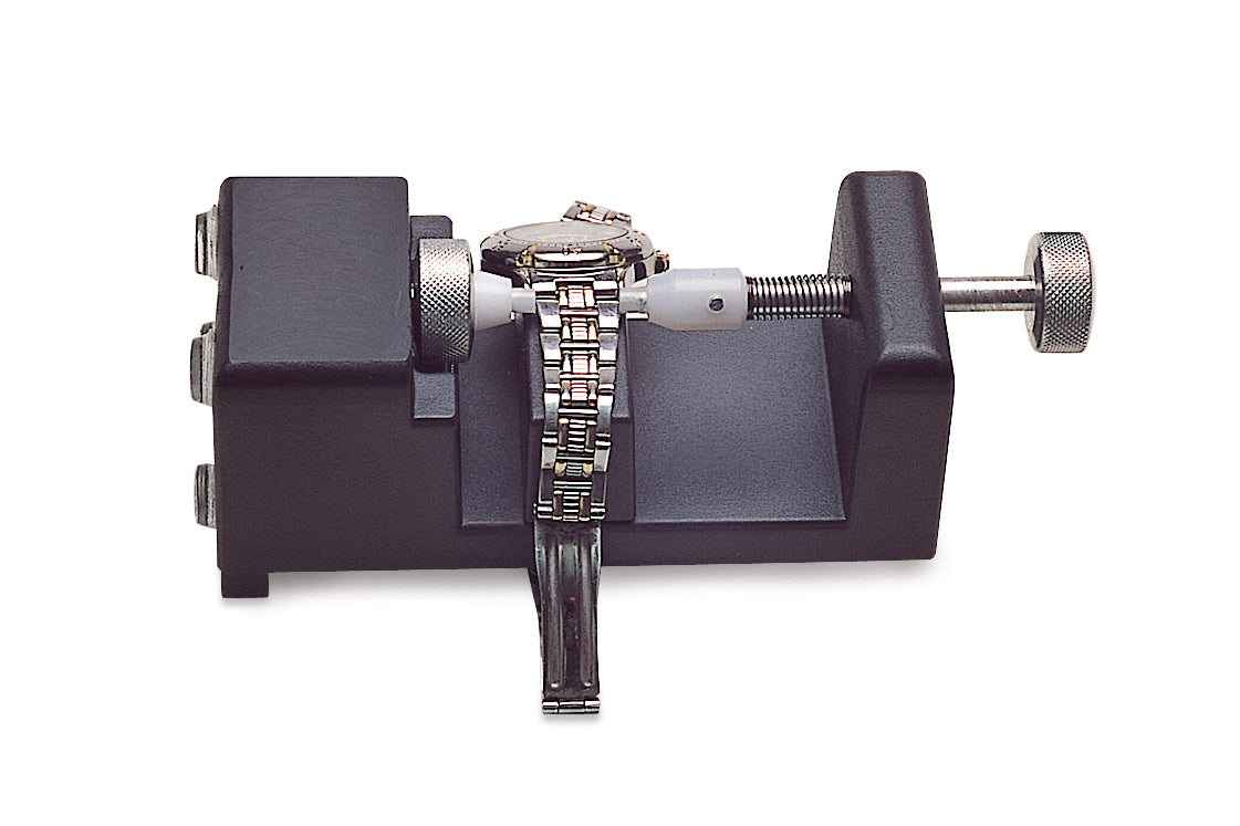 Gucci Screw Removal Tool with watch bracelet secured for precise screw removal and adjustment