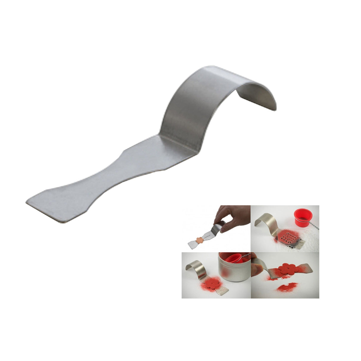 5-1/4 inch stainless steel enameling spatula with curved handle for precise enamel application
