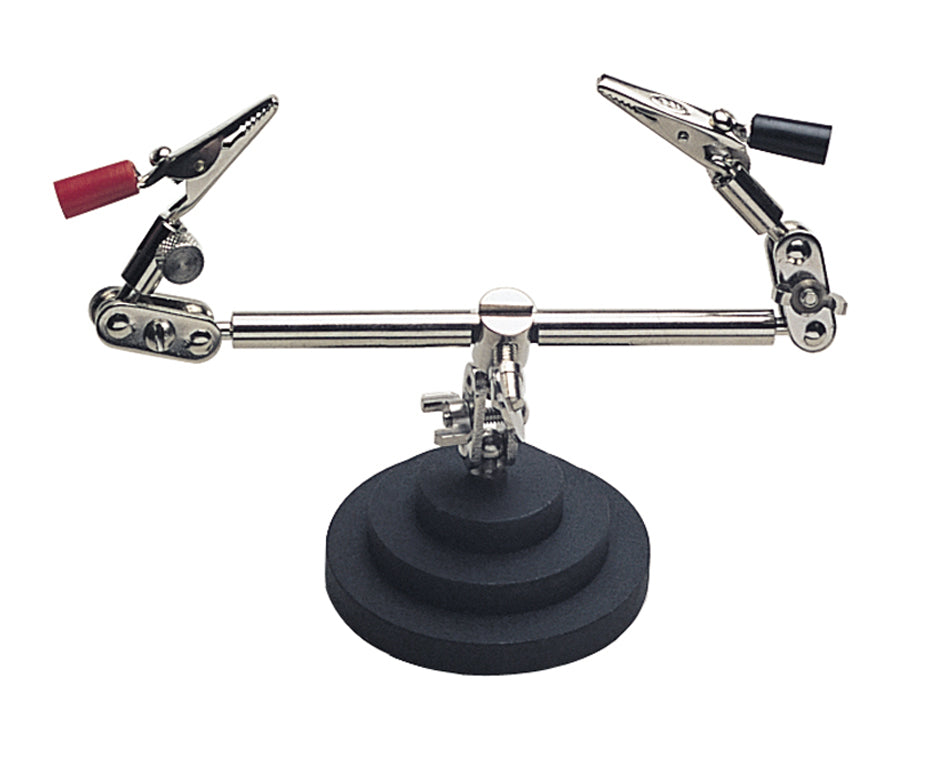 Double Third Hand soldering aid with adjustable arms, secure clips, and weighted base for stable, hands-free electronics and craft work.