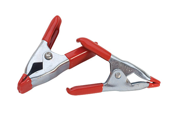 2-inch red and silver spring clamps with removable PVC covers for versatile grip and soldering, 2-pack