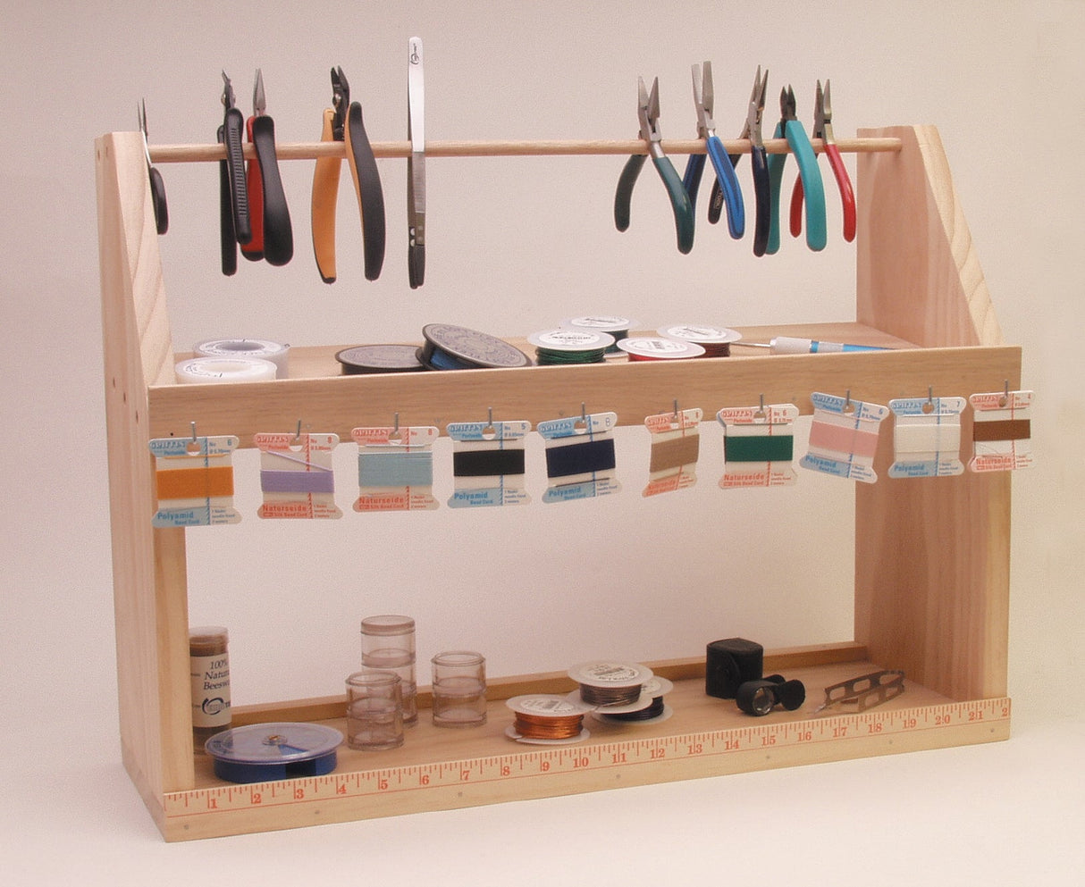 Beader's WorkStation compact wooden organizer with hanging tools and beads storage for beading crafts