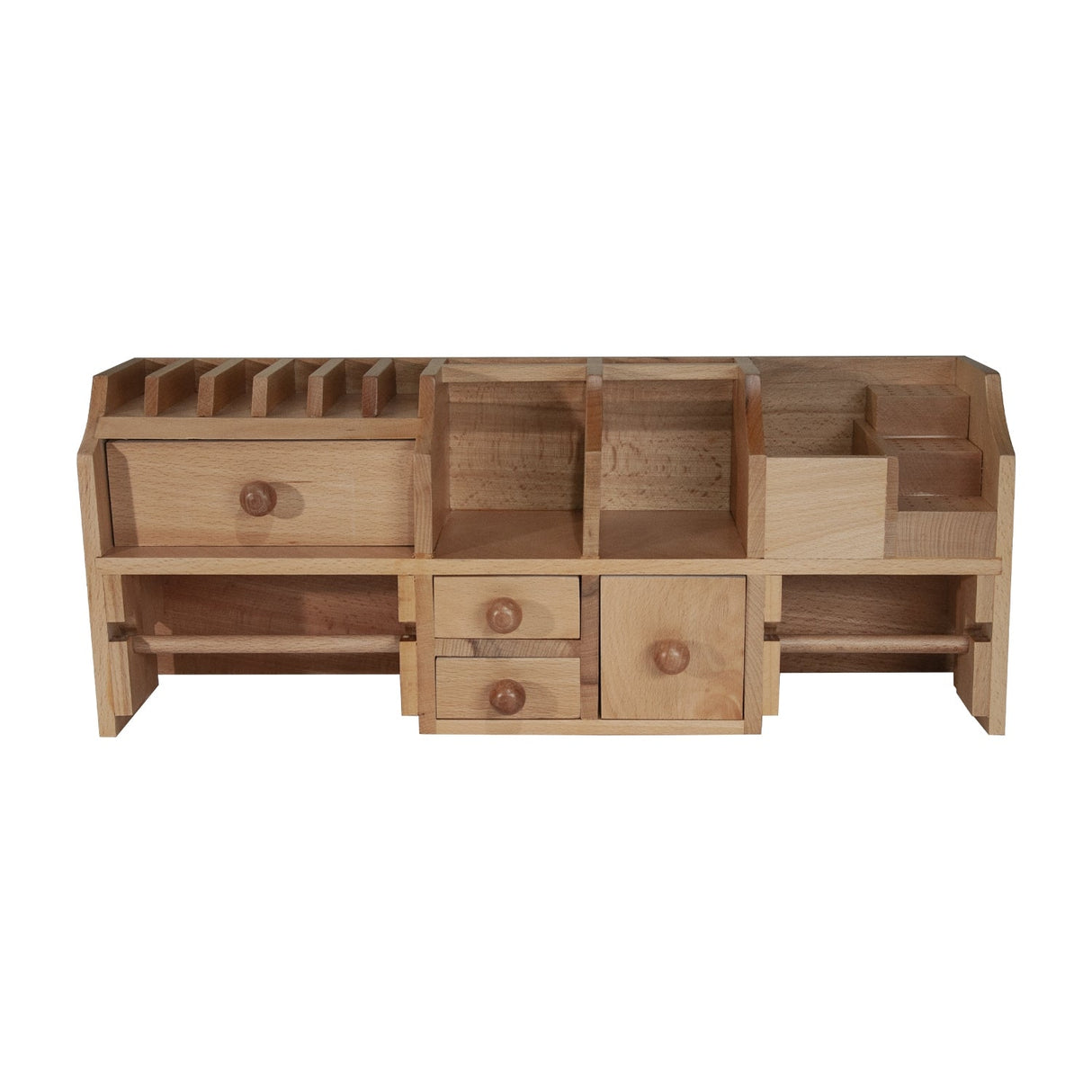 Jewelers Bench Top Tool Organizer wooden storage with multiple compartments and drawers for jewelry-making tools and supplies