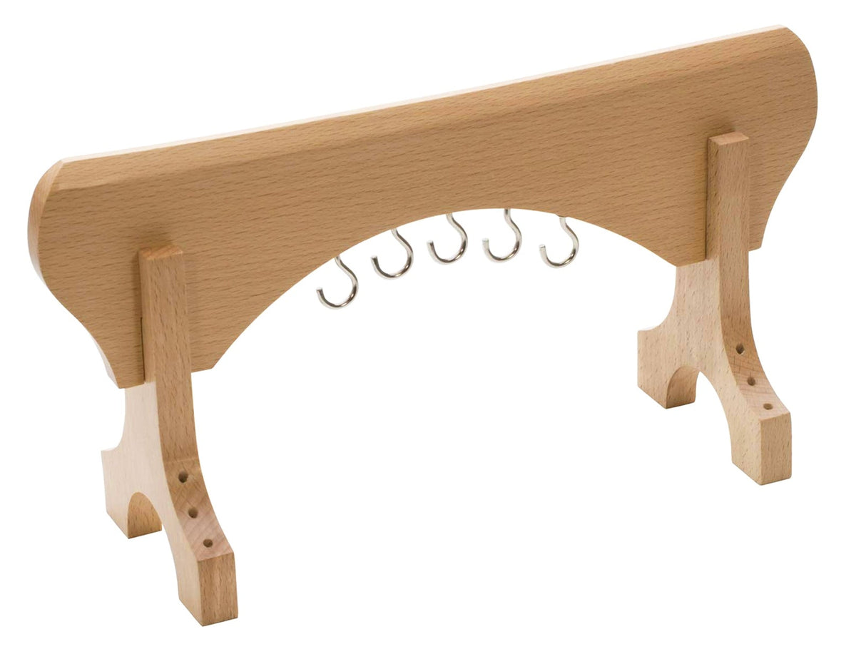 Collapsible Premium Wooden Plier Rack holding twelve pliers with hooks for jewelry and tools, durable and space-saving design