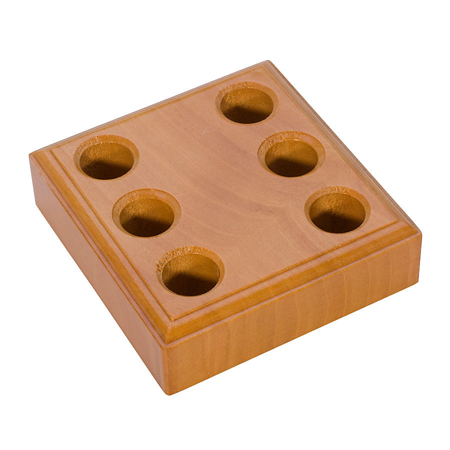 Solid wood large plier stand rack holder with six beveled holes and high-gloss finish for tool organization