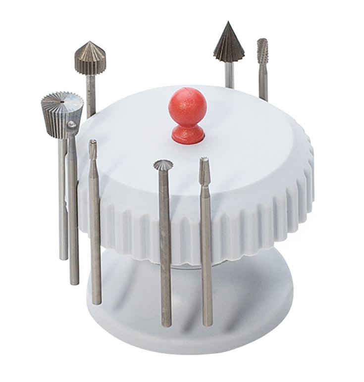 Compact magnetic bur stand with strong magnet and high-impact plastic for organizing rotary tools