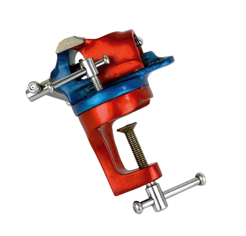 2-inch revolving bench vise with A-clamp base for jeweler's workbench, compact and durable design