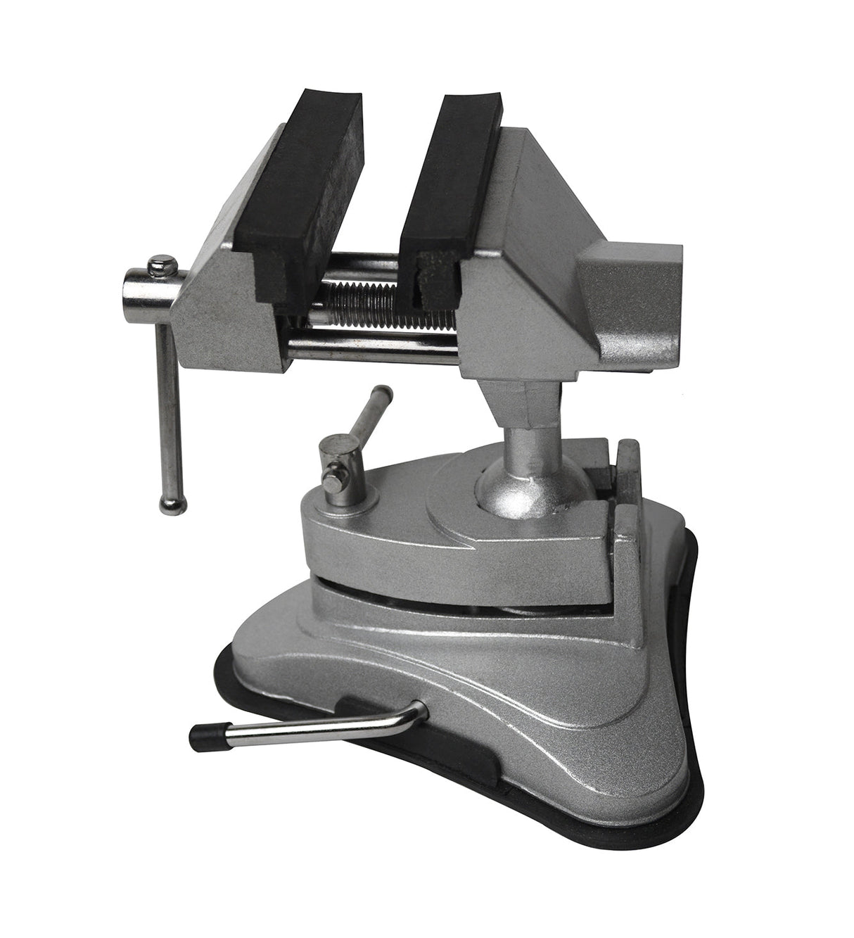 2-3/4 inch vacuum base jeweler's vise with swivel tilt and rubber jaws for delicate material protection