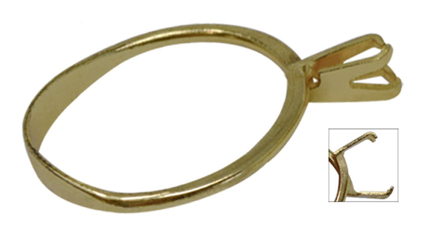 Golden spring-type stone holder display for gemstone preview on finger