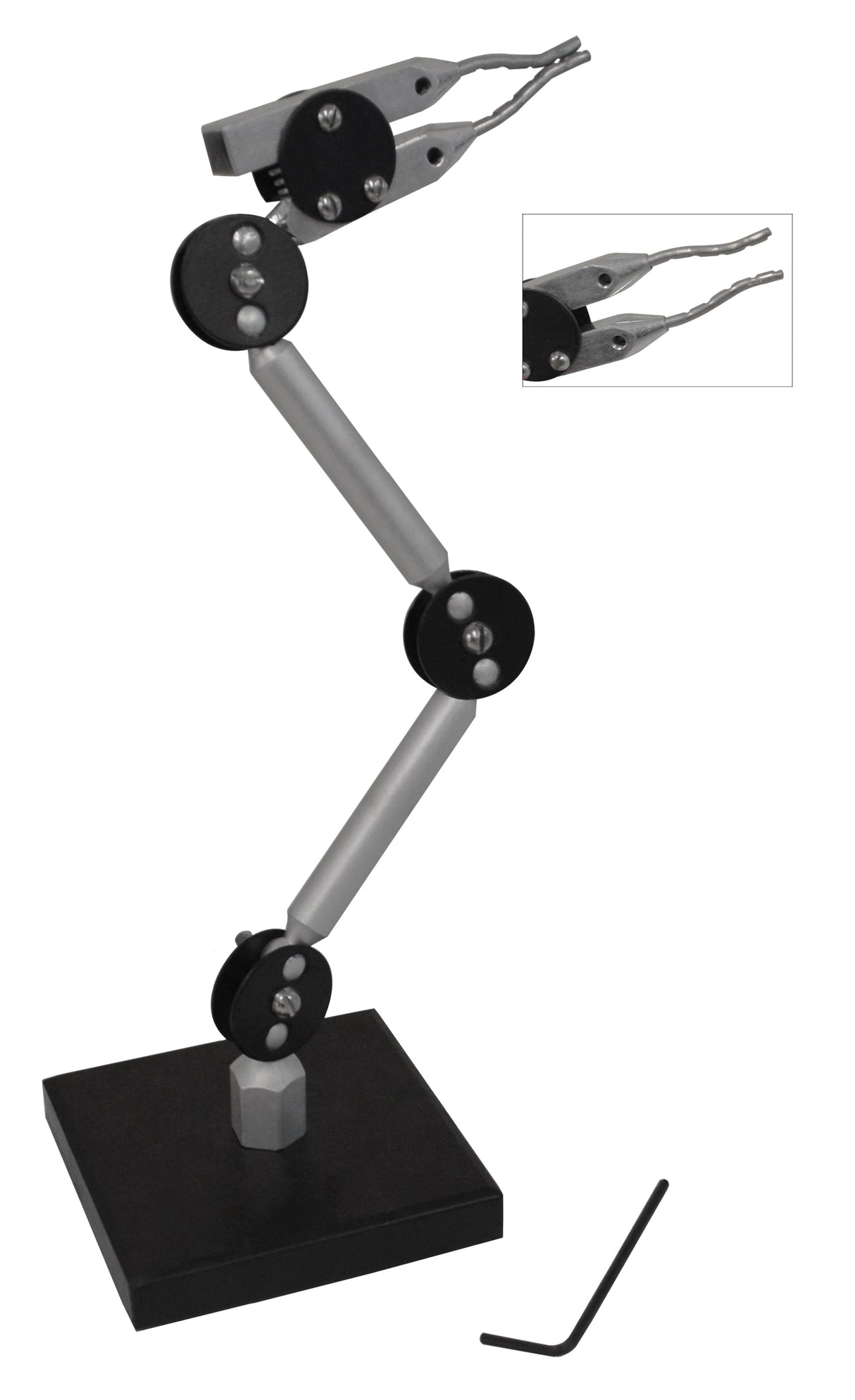 Long Third-Hand soldering aid with weighted base and three-joint adjustable arm for precision electronics work