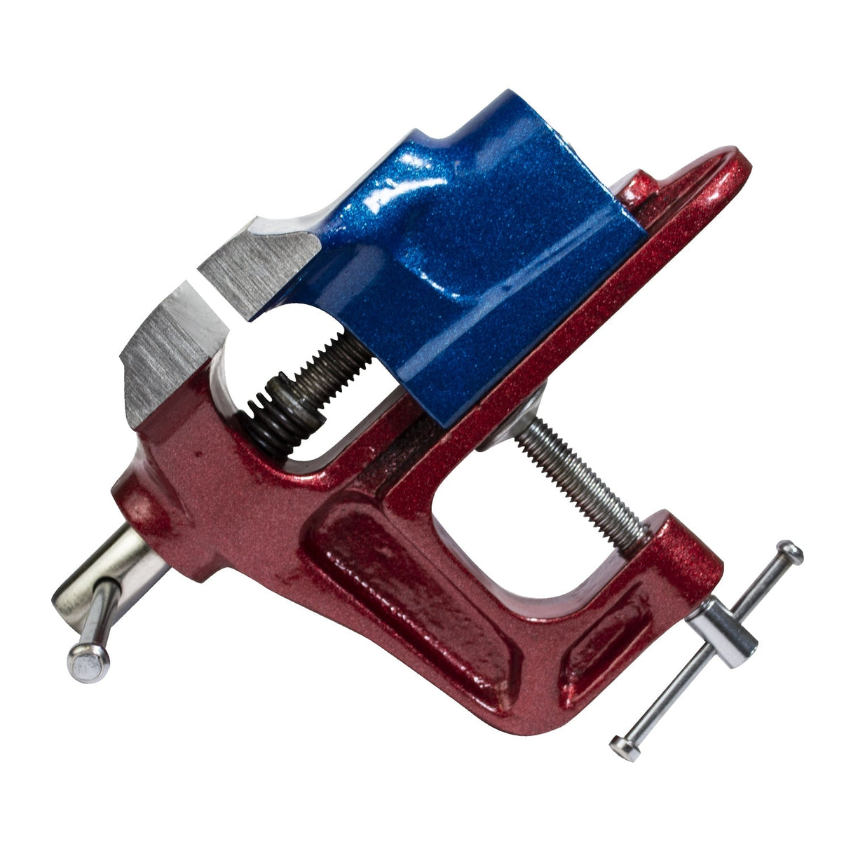 Clamp On Bench Vise 1-1/2 inch jaw with adjustable clamp for secure mounting on benches and workstations