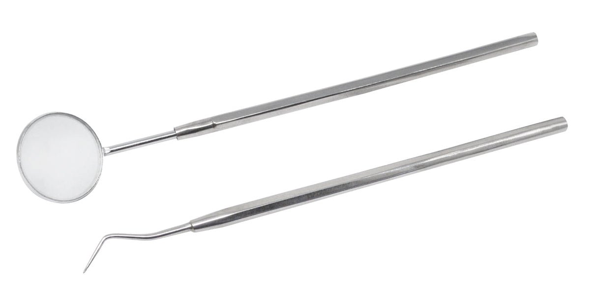 2-piece steel mirror and pick inspection set for precision viewing and probing tight spaces