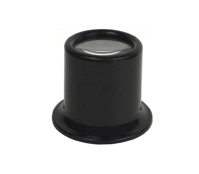 Watchmakers Eye Loupe 1.5X magnification with 7" focal length, black pocket-sized magnifier for precision work