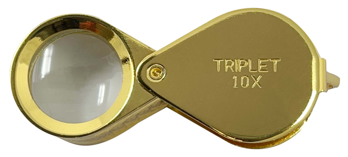 18 MM - 10X Triplet Diamond Cut Gold Eye Loupe by PMC Supplies