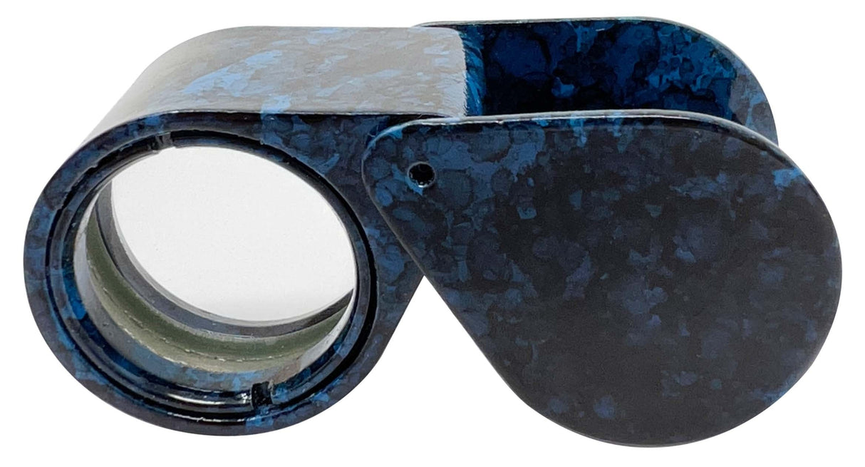 18 MM 10X Blue Lapis Triplet Eye Loupe with leather case and ergonomic design for gemstone inspection