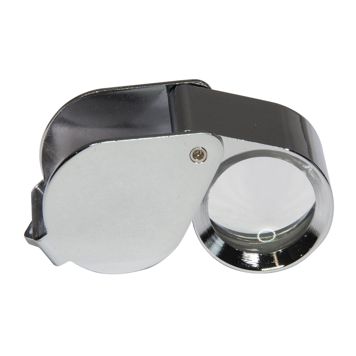 Compact 10X Eye Loupe Triplet with 18mm chrome finish lens for distortion-free jewelry and gem inspection