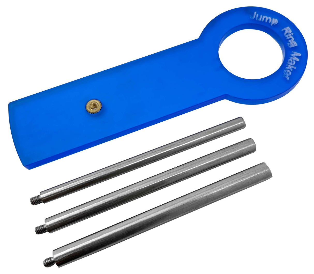 Jump Ring Maker Kit with acrylic base and four oval mandrels for precise jewelry crafting