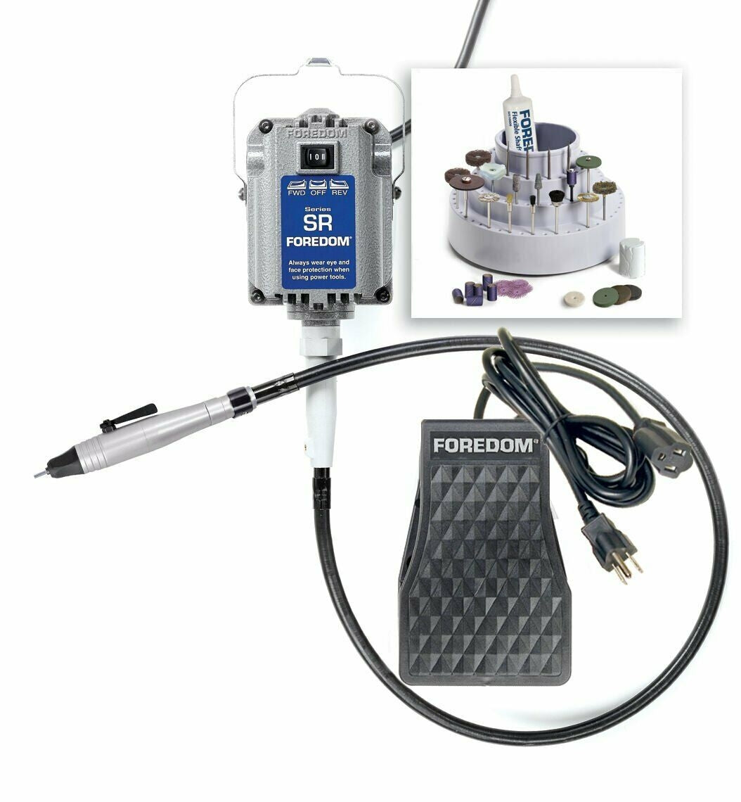 Foredom K.2220 System with SR motor, H.20 quick-change handpiece, motor hanger, and jewelry crafting accessories kit