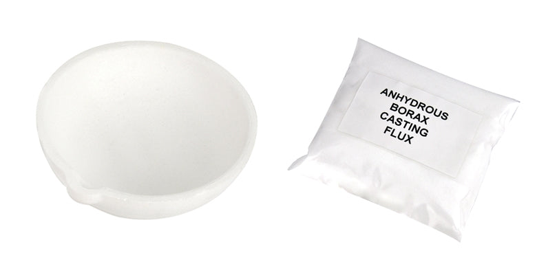 100 gram ceramic silica crucible set with borax casting flux for metal melting and casting