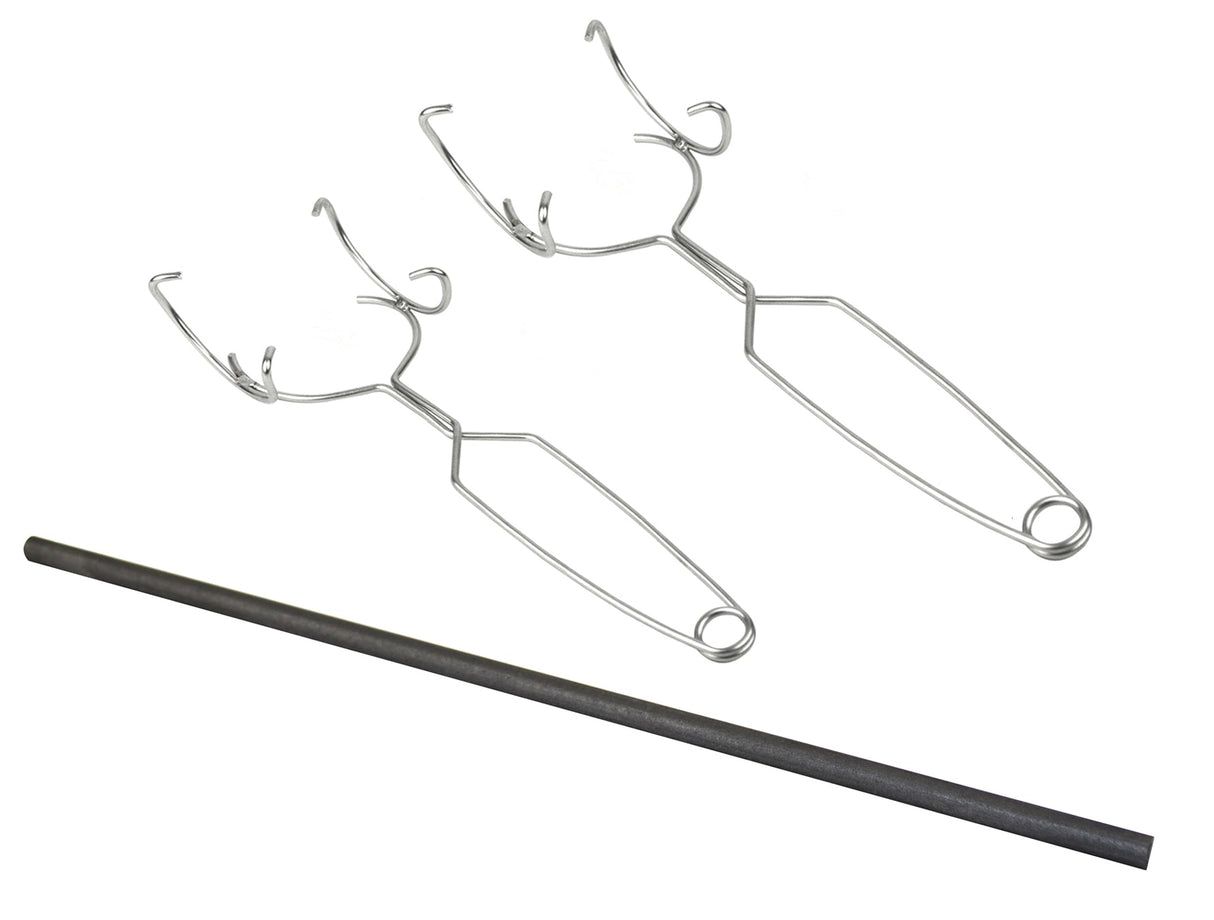 Large and Small Whip Tong Set with graphite stir rod for metalworking and jewelry crafting