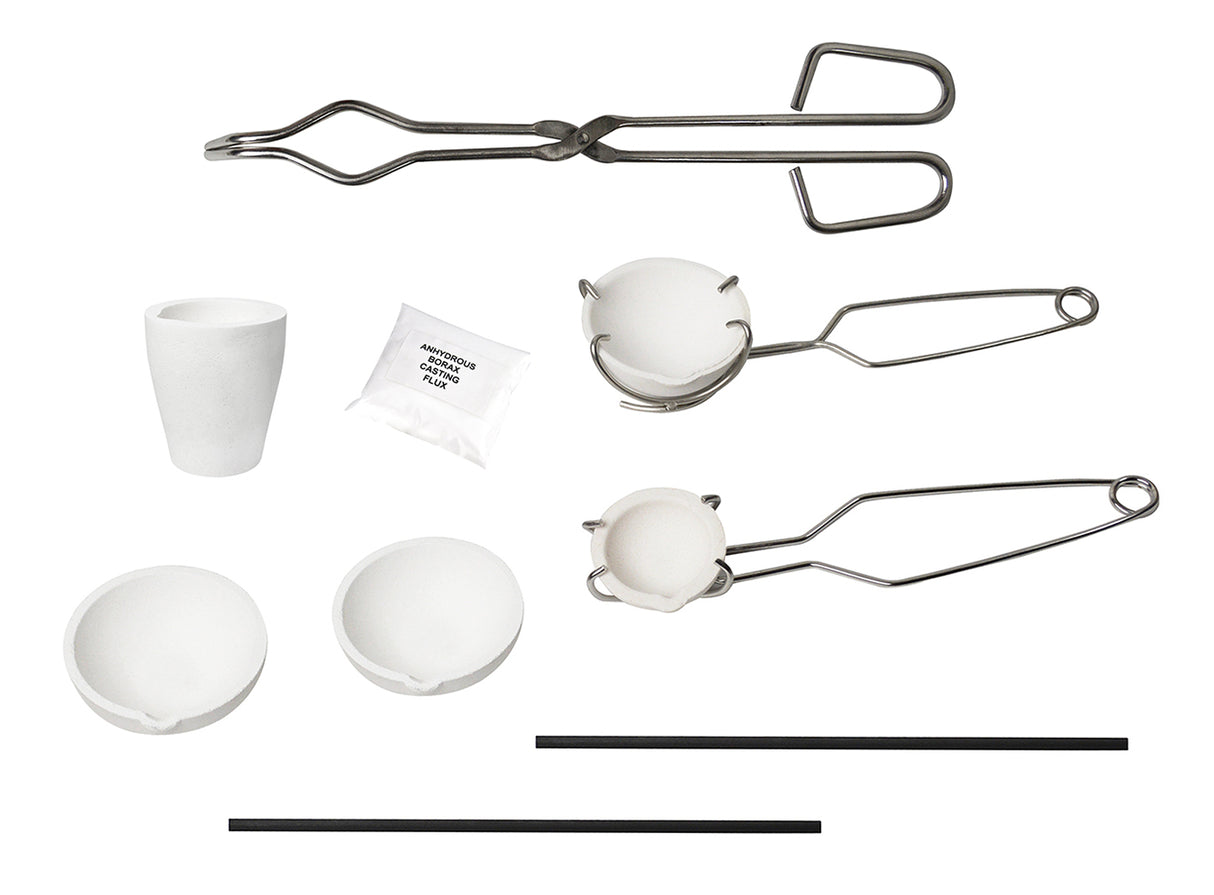 Melting Kit with Tongs Borax Graphite Stir Rod & Ceramic Crucibles by PMC Supplies