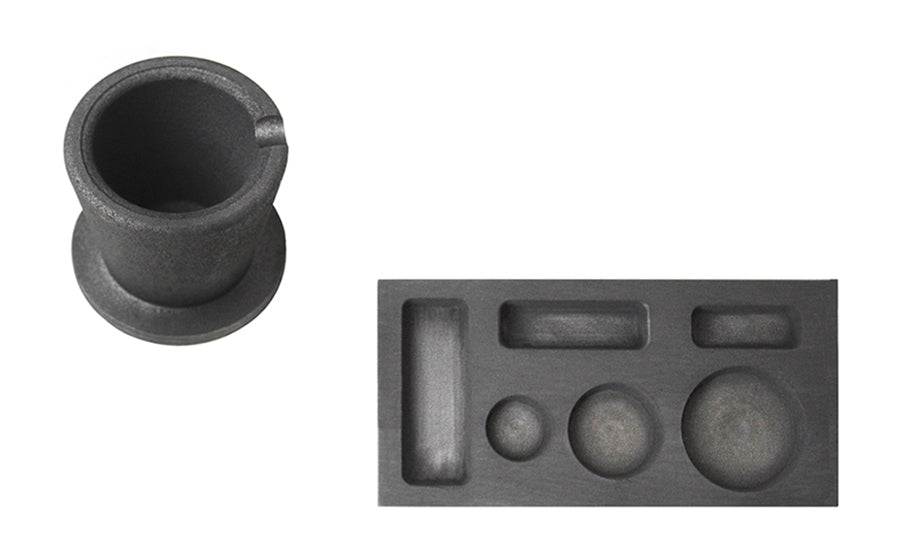 6 Cavity - 1/4, 1/2, 1 Oz Combo Mold and 10 Oz Graphite Crucible Cup with Base Set by PMC Supplies