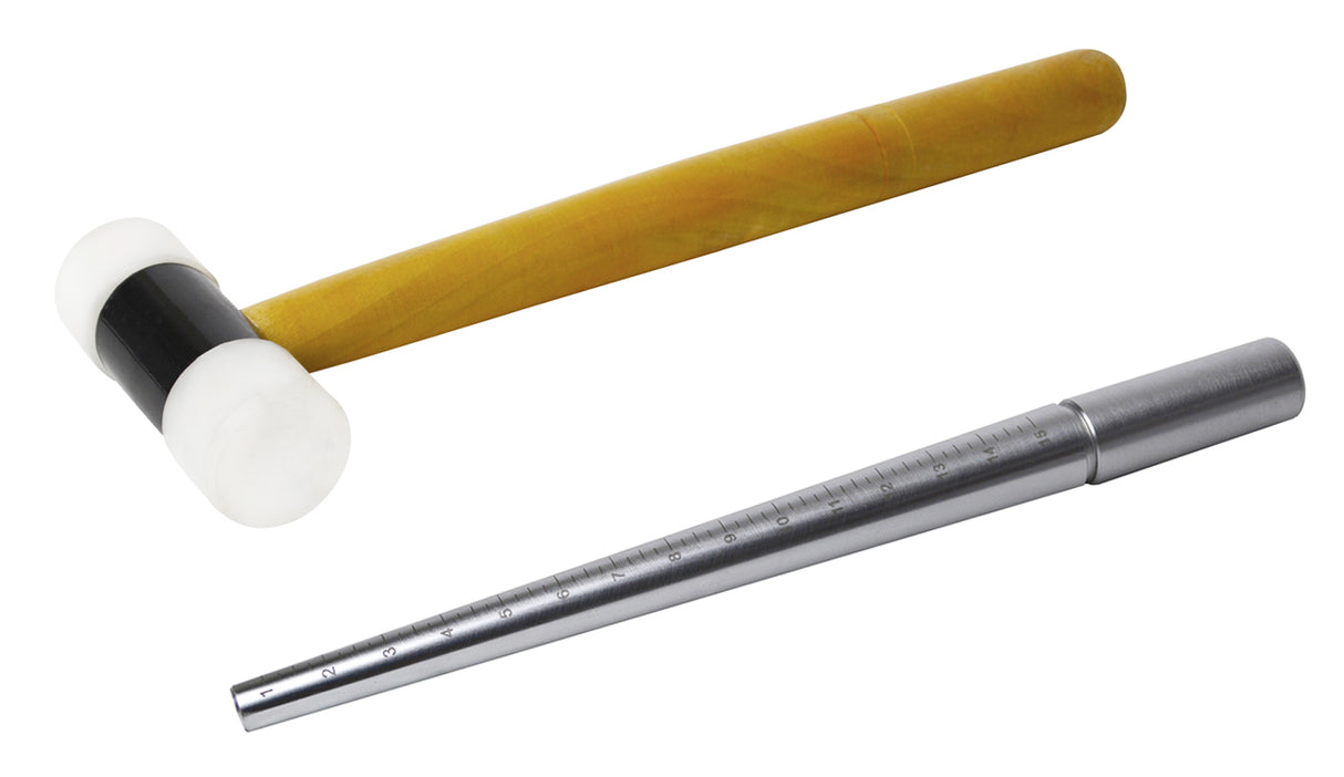 Ungrooved Steel Ring Mandrel and 1-1/4" Nylon Hammer Set by PMC Supplies