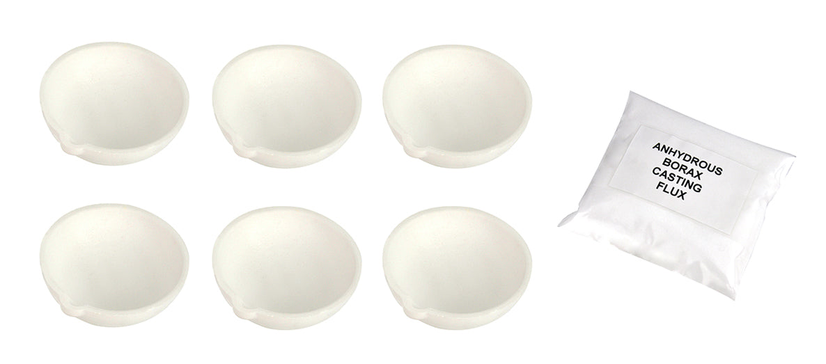 100 Gram Melting Dish Crucible Set with Anhydrous Borax by PMC Supplies