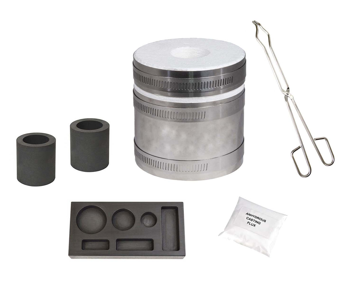 Deluxe Mini Pro Kiln Propane Furnace Kit with 6 Cavity (1/4, 1/2, and 1 oz) Mold and Accessories by PMC Supplies