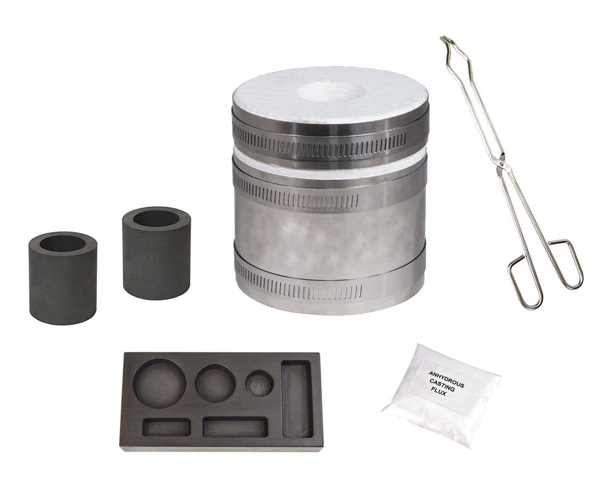 Deluxe Mini Pro Kiln Propane Furnace Kit with 6 Cavity (1/4, 1/2, and 1 oz) Mold and Accessories by PMC Supplies