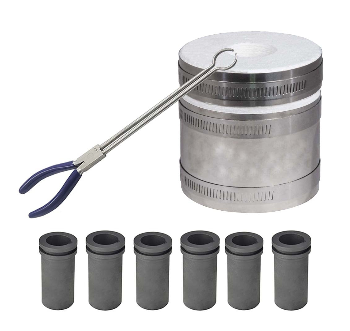 Deluxe Mini Pro Kiln Propane Melting Furnace with Tongs and Six Grooved Graphite Crucibles by PMC Supplies