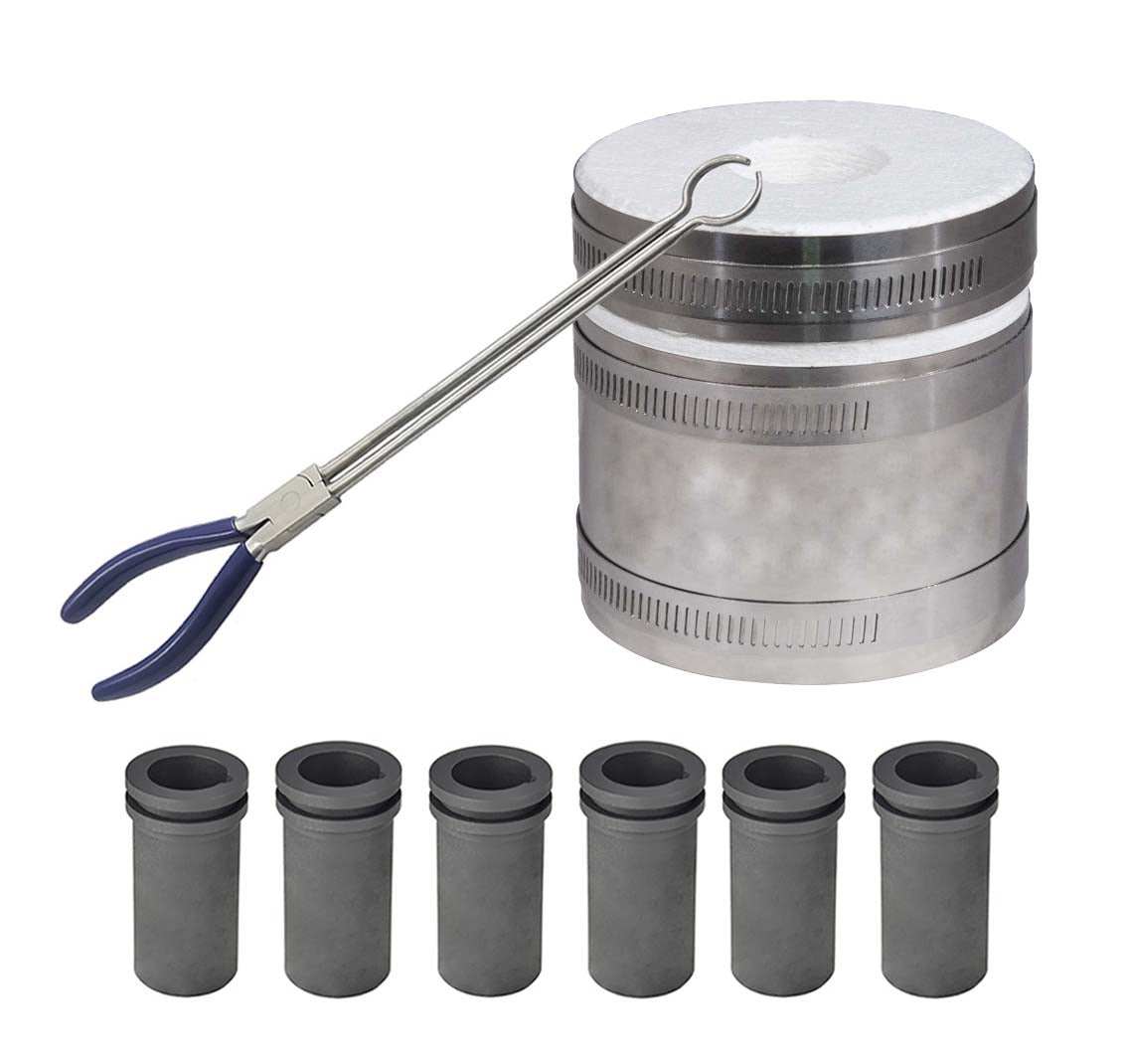 Deluxe Mini Pro Kiln Propane Melting Furnace with Tongs and Six Grooved Graphite Crucibles by PMC Supplies