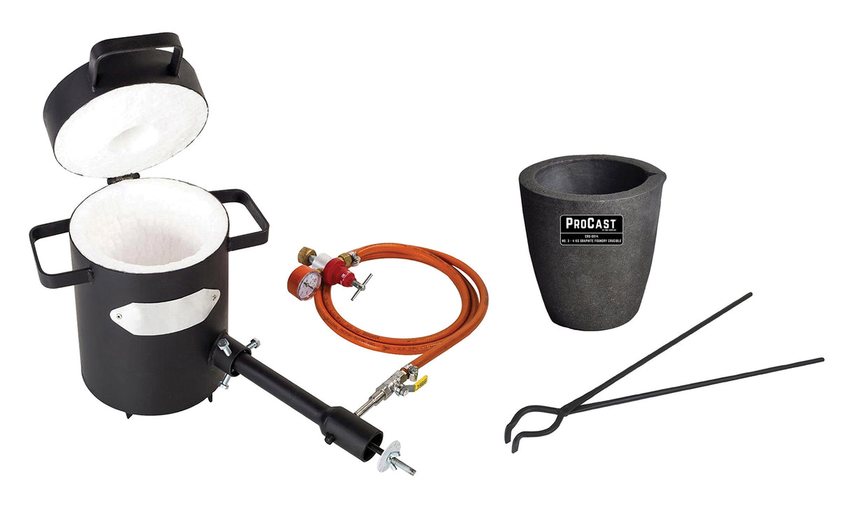 5 Kg Propane Furnace Kit with Clay Graphite Foundry Crucible and 19" Hinge Tongs by PMC Supplies