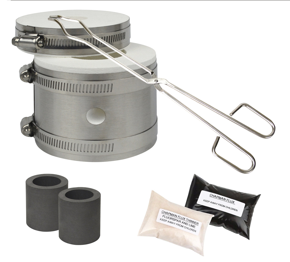 Mini Pro Kiln Kit with Tongs Chapman Flux, Flux Thinner, & Graphite Crucibles by PMC Supplies