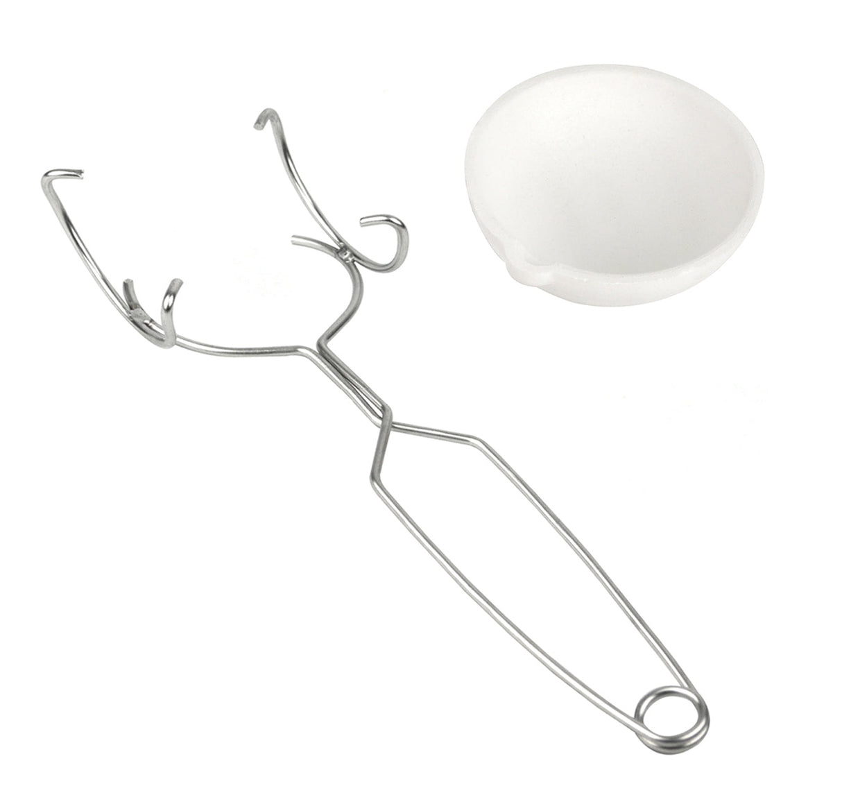 100 gram ceramic crucible with pour spout and metal whip tongs for high-temperature metal melting sets