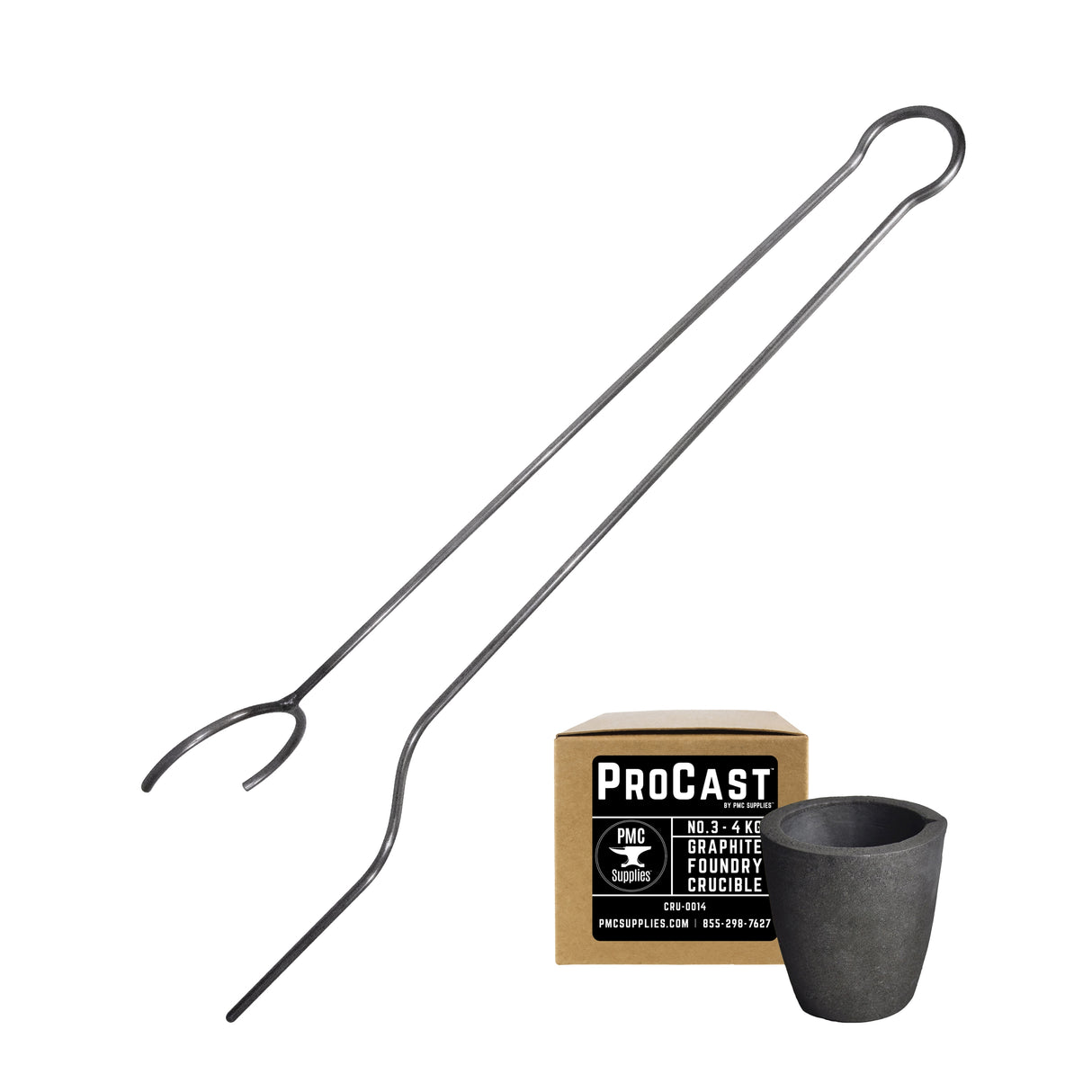 ProCast #3 - 4Kg Crucible Horizontal Lifting Pouring Tong Kit by PMC Supplies