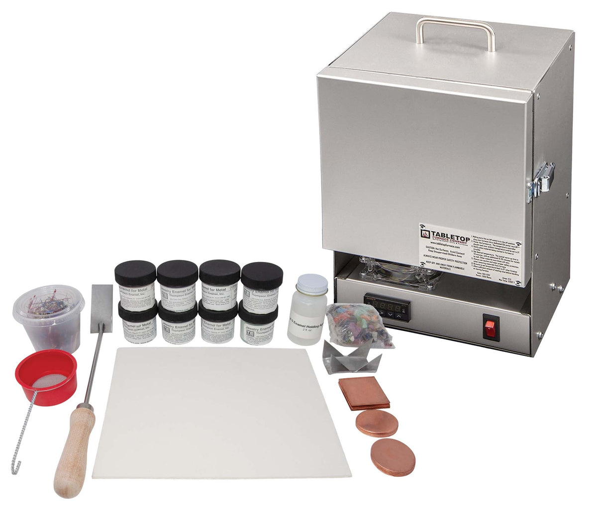 Thompson Enamel Kit with RapidFire Standard Pro-L Kiln and enamel supplies for home art projects