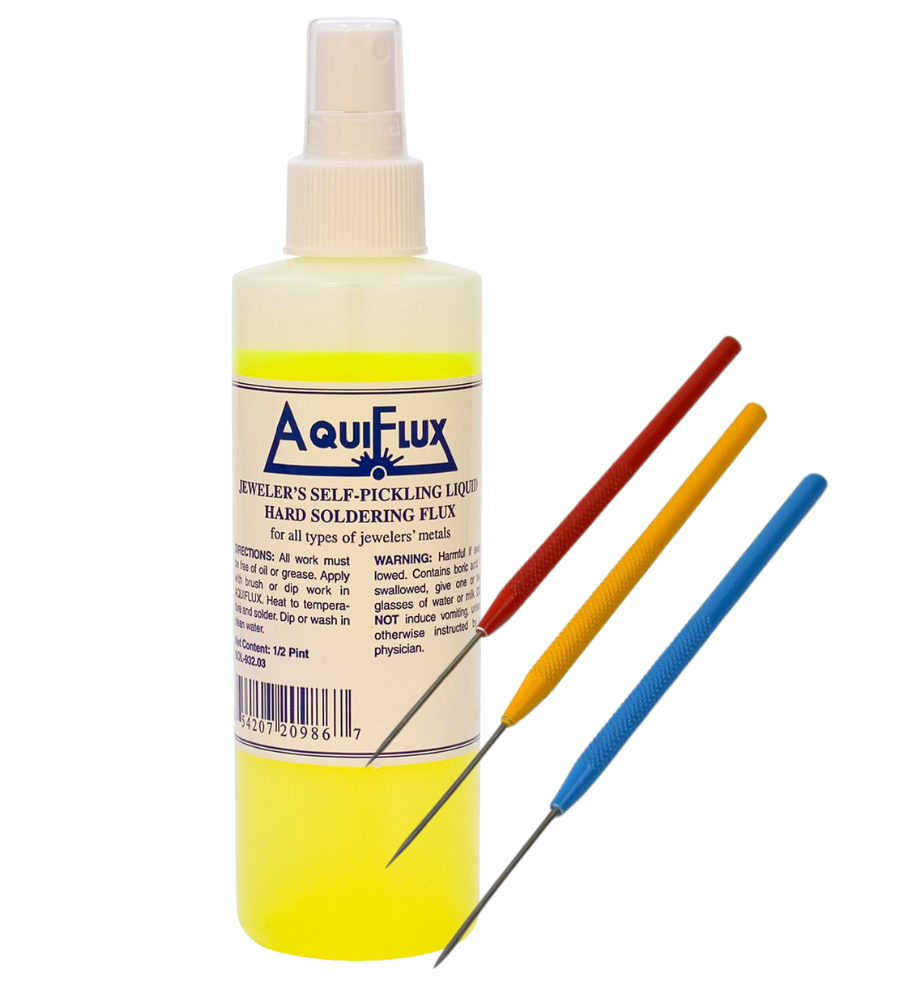 Soldering Essentials Kit with Aquiflux flux and titanium soldering picks for precise electronic repair