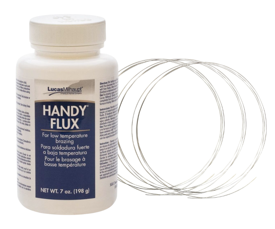 Silver Soldering Kit with flux paste, soft, medium, and hard silver solder wires