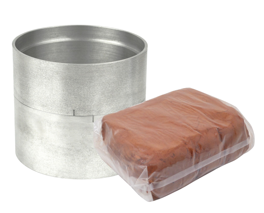 Complete sand casting kit with Delft clay replacement sand and 100 mm round aluminum mold frame set for precise metal casting