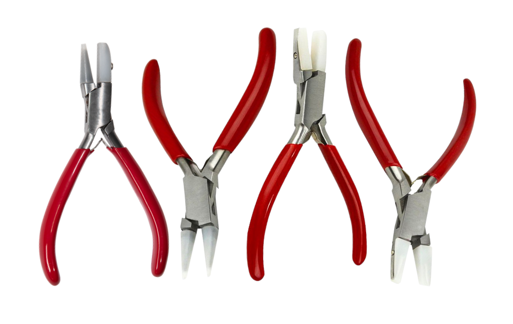 Nylon Jaw Pliers Kit with round, flat, chain nose and bow adjustment pliers for jewelry making and wire bending