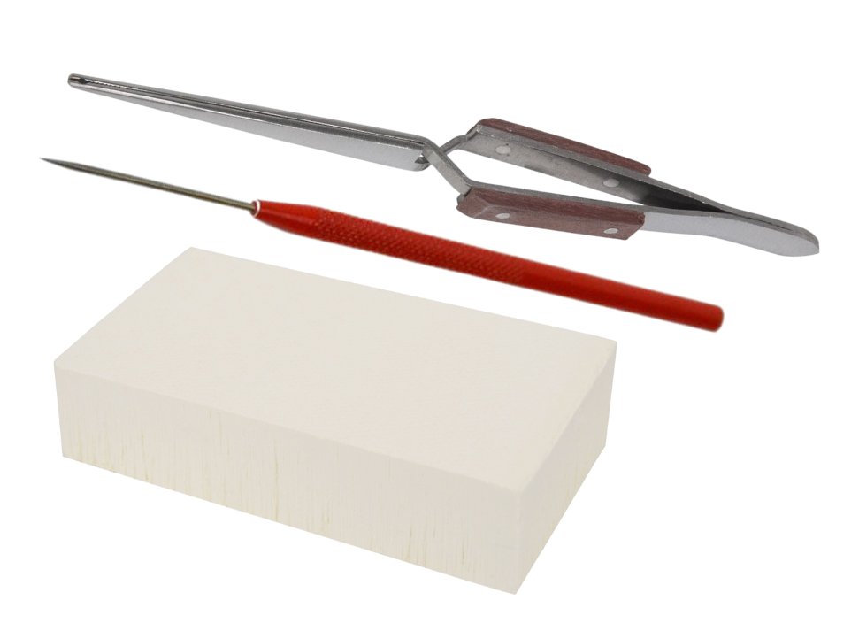 Soldering Essentials Kit: Magnesia Block, Fiber Tweezers, and Titanium Soldering Pick by PMC Supplies