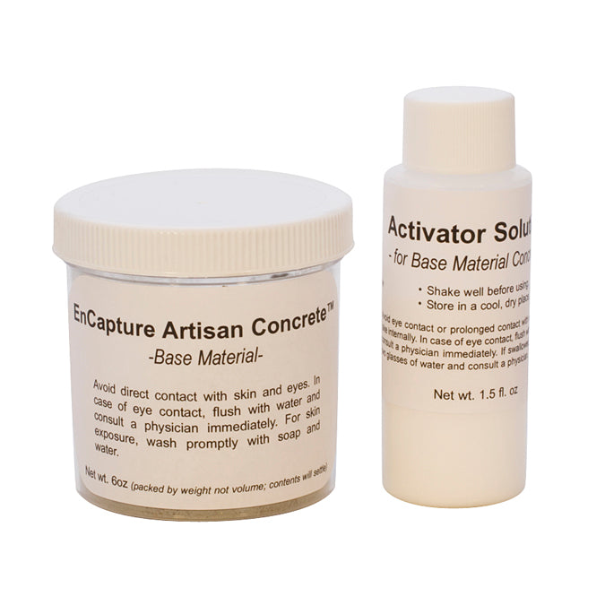 EnCapture Artisan Concrete refill kit with 6 oz base material and 1.5 oz activator bottle for DIY projects
