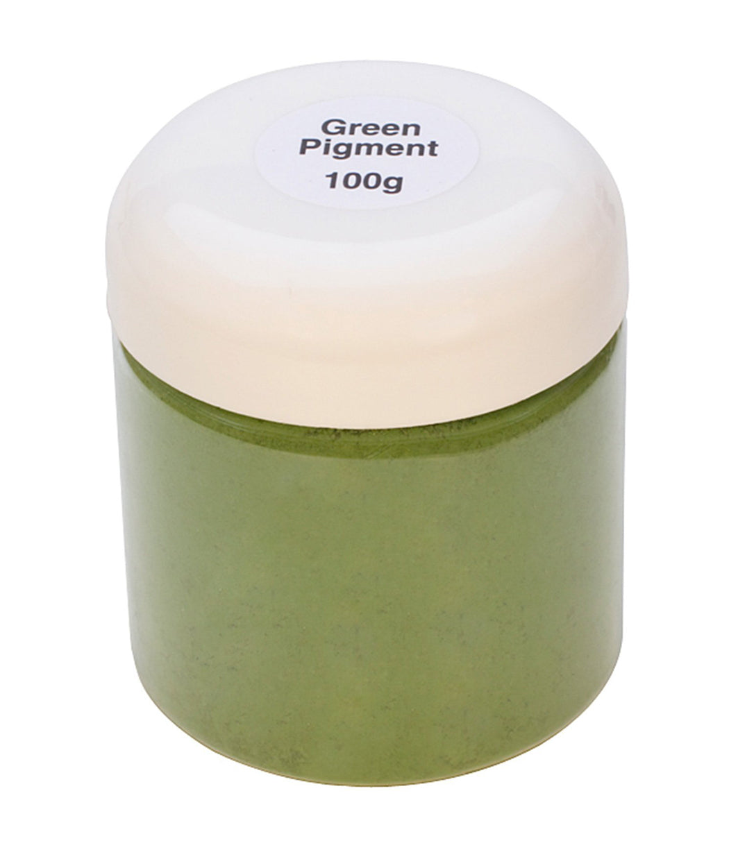 100g jar of dark green pigment for artists and crafters with rich, smooth color perfect for acrylics, oils, ceramics, and mixed media